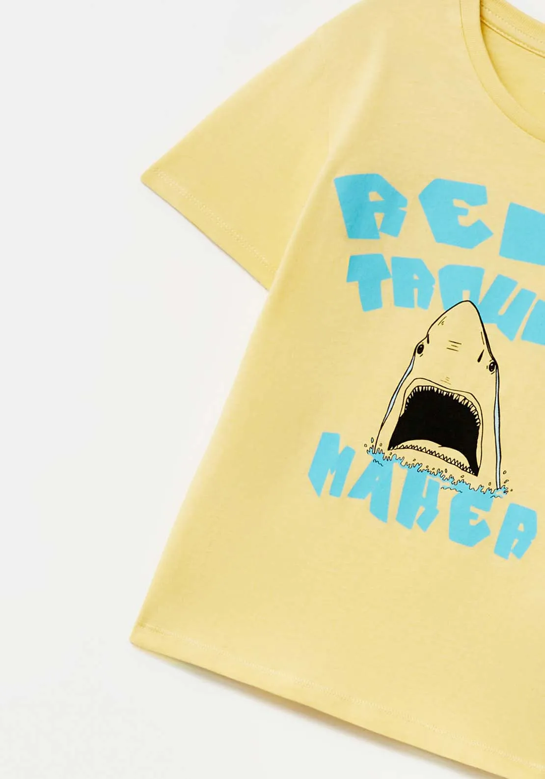 Shark Print T-Shirt - Yellow