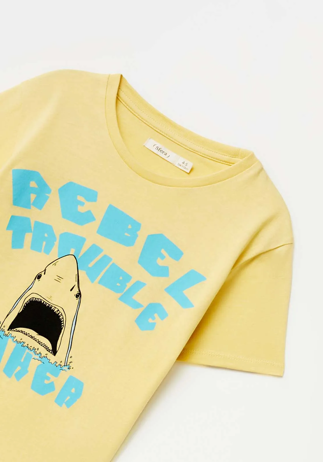 Shark Print T-Shirt - Yellow