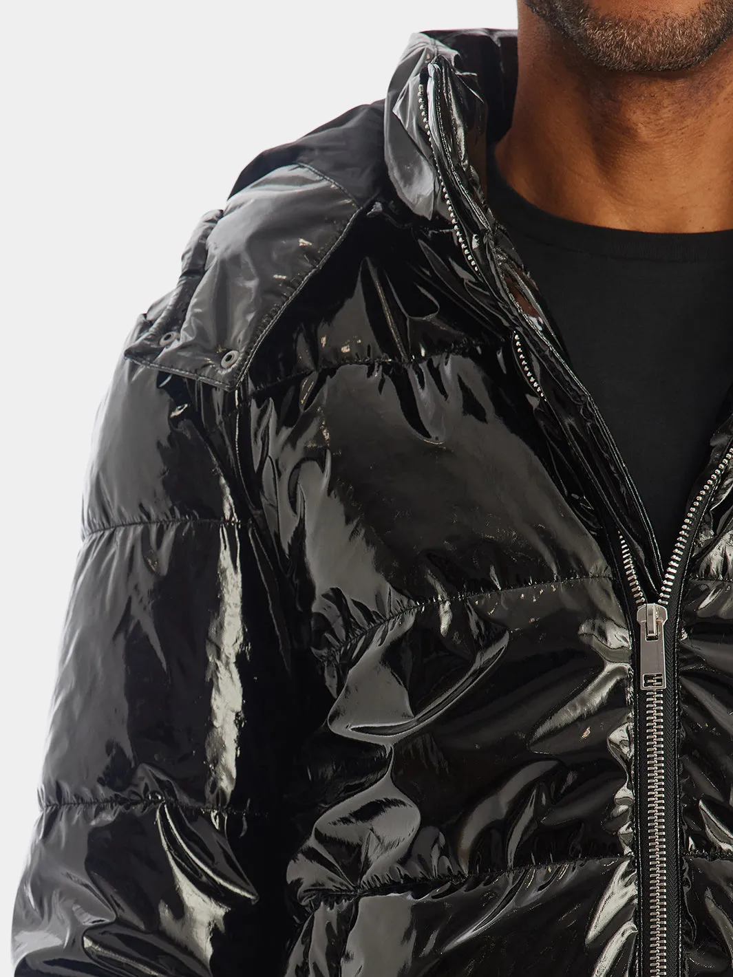 Shiny Puffer Hoodie Jacket