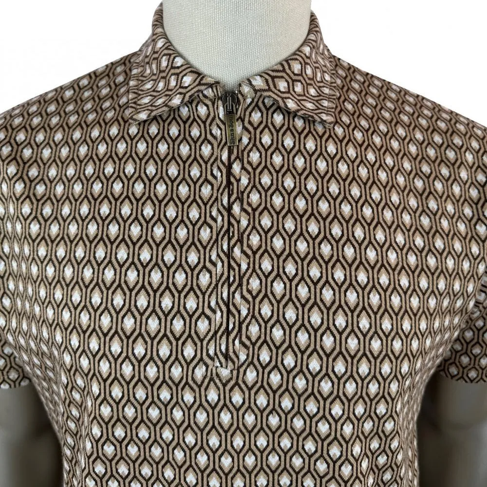 Ska & Soul Geometric Zip Polo Shirt Desert