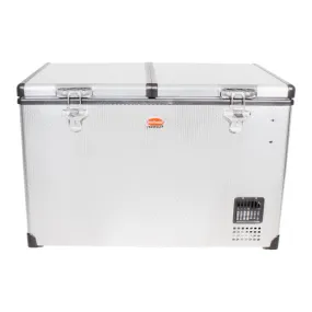 SnoMaster - 81.5L Dual Compartment Portable Fridge/Freezer AC/DC - Stainless Steel