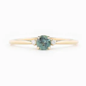 Sofia Ring 4mm 0.30ct Light Blue Green Queensland Sapphire, 14k Yellow Gold