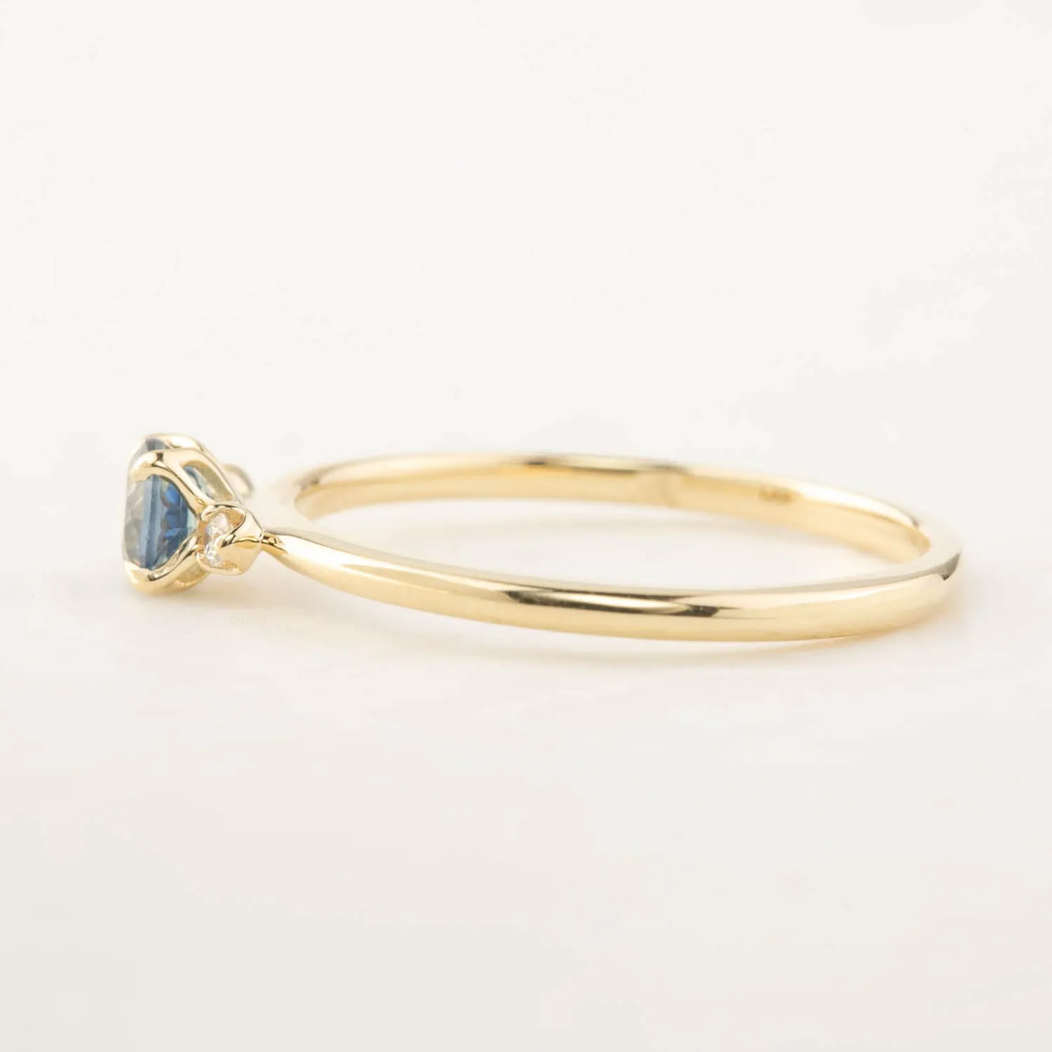 Sofia Ring 4mm 0.30ct Light Blue Green Queensland Sapphire, 14k Yellow Gold