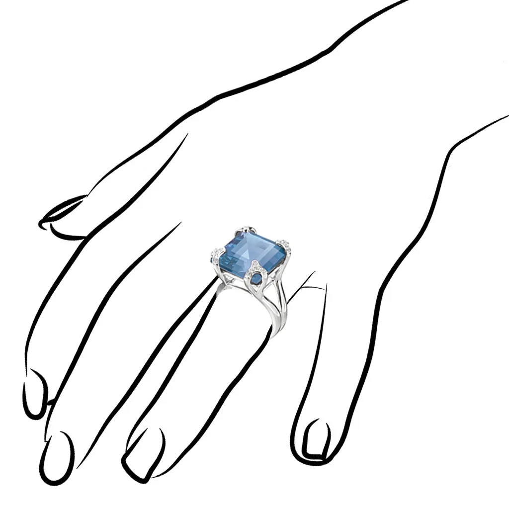 Soirée Blue Quartz & Diamond Ring in Sterling Silver