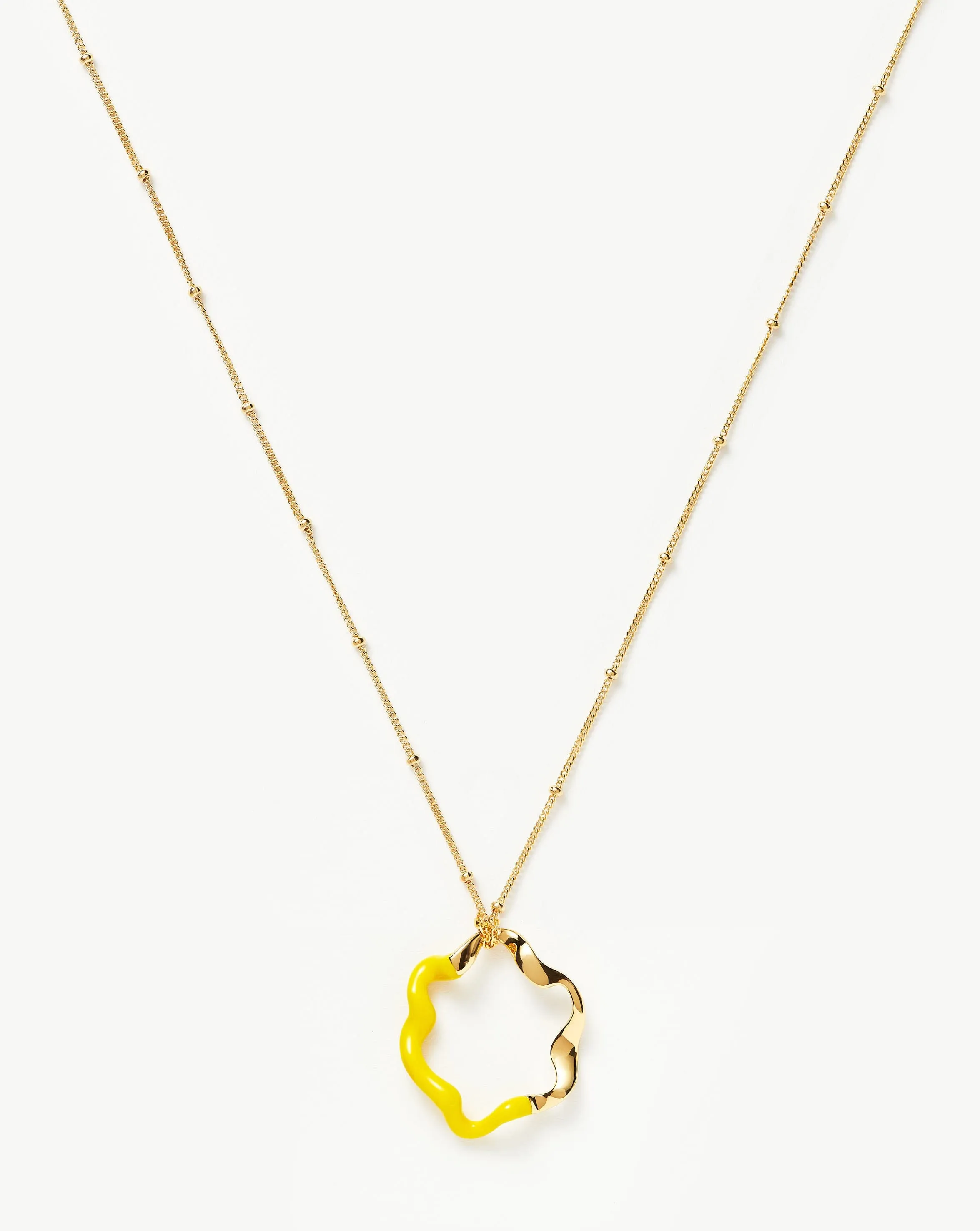 Squiggle Two Tone Enamel Pendant Necklace | 18ct Gold Plated Vermeil/Lemon Yellow