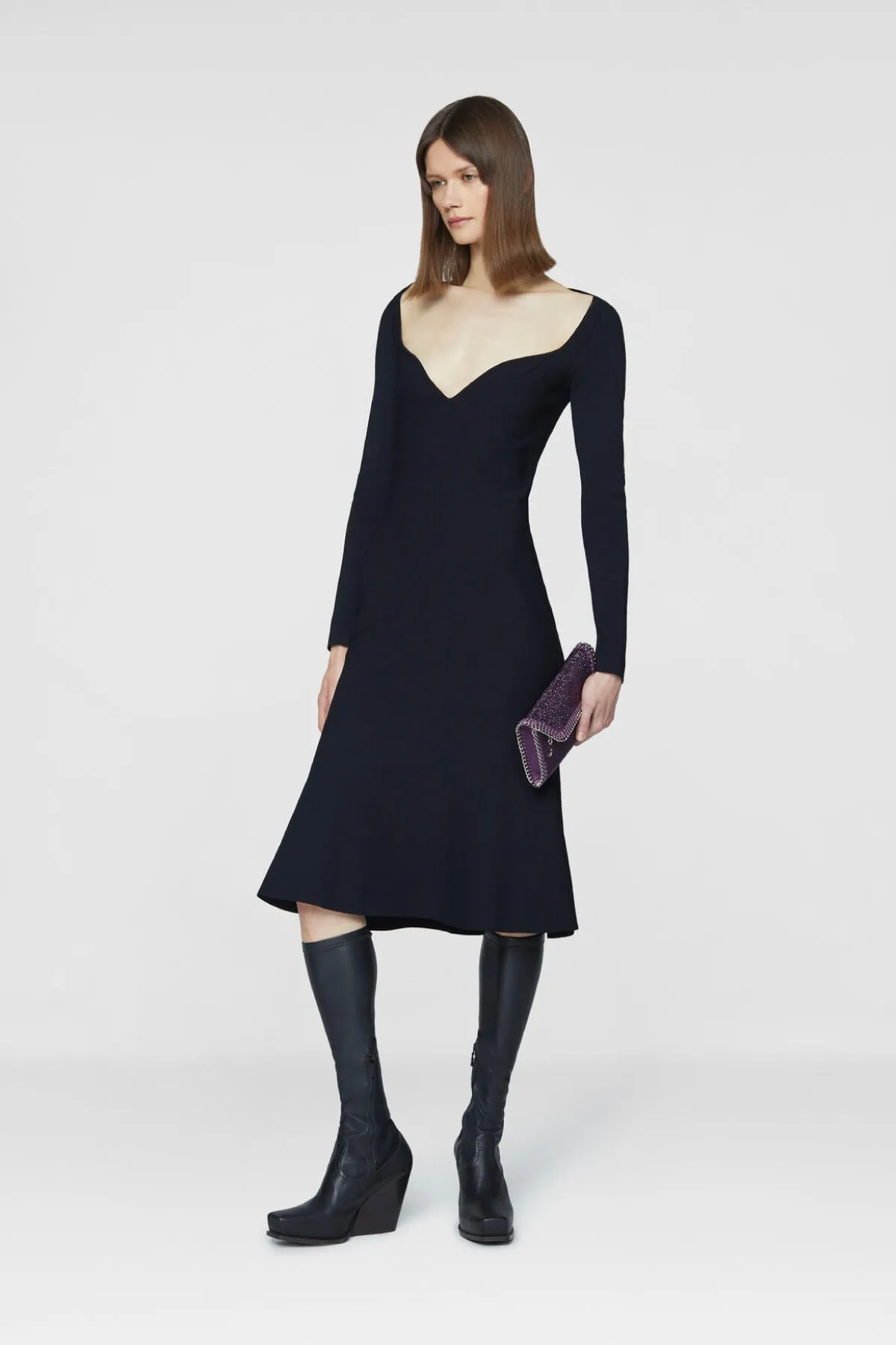 Stella McCartney Compact Knit Midi Dress - Black