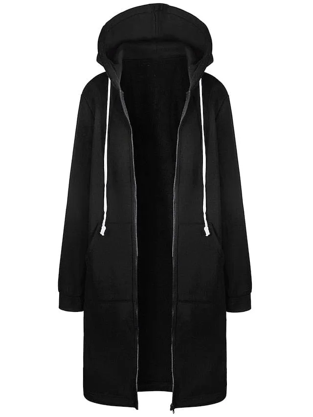 Stylish Women's Zip-Up Hooded Jacket with Drawstring - Black Pink Wine