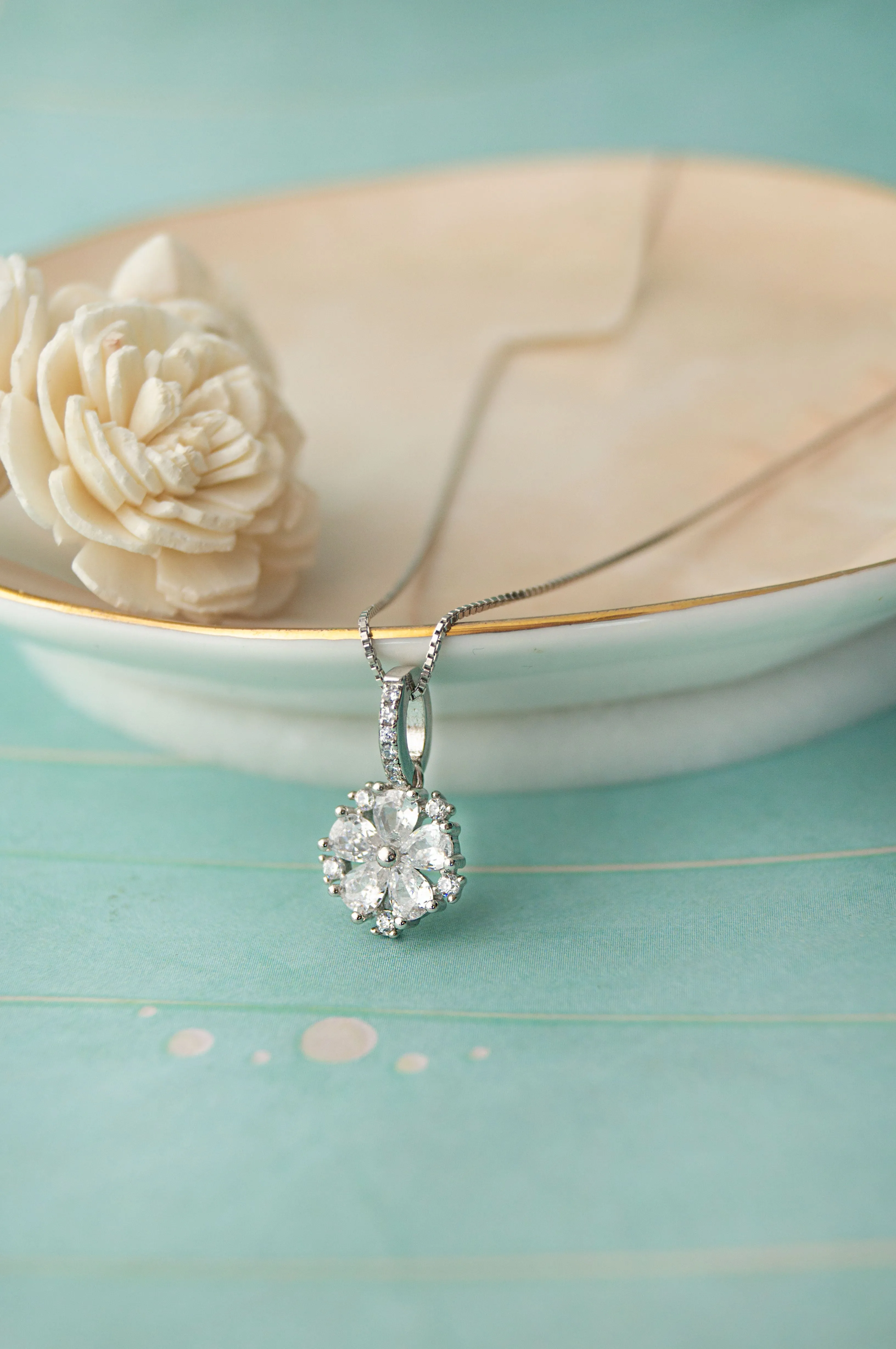 Sunshine Flower Sterling Silver Pendant Set