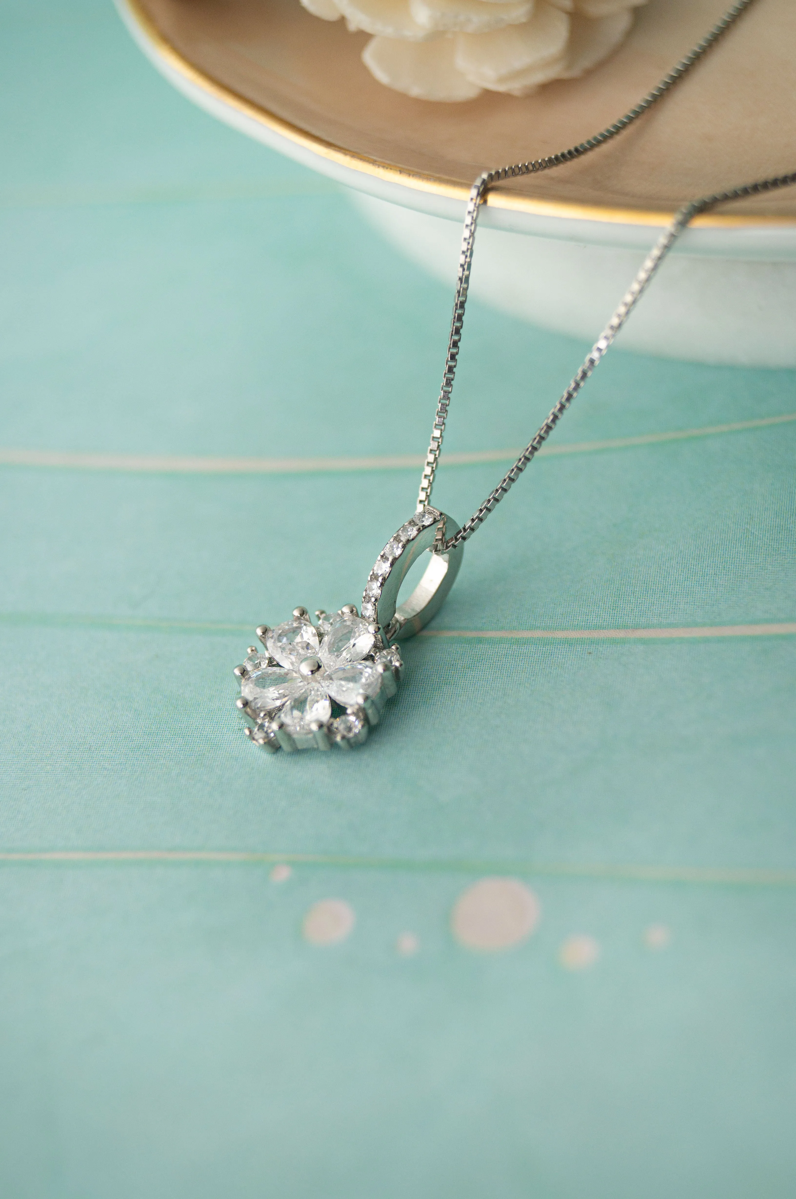 Sunshine Flower Sterling Silver Pendant Set