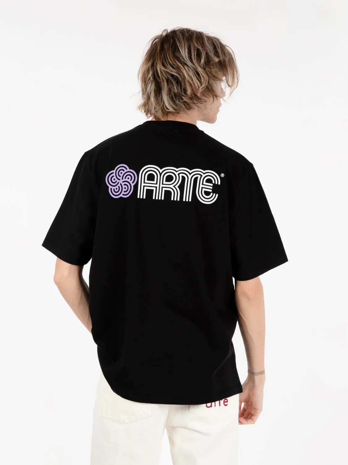 T-shirt Teo circle flower black