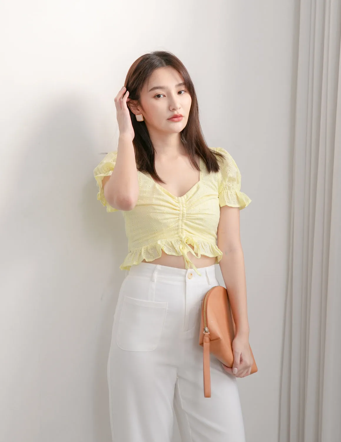 Tammy Eyelet Top in Yellow