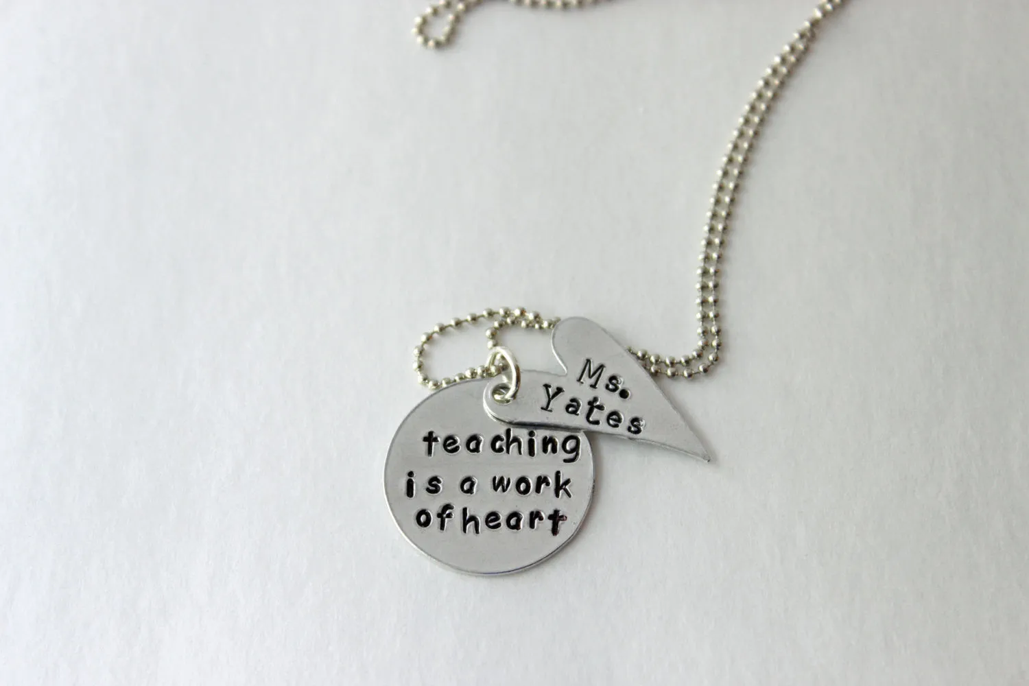 Teaching Is A Work Of Heart, Personalized Teacher Necklace