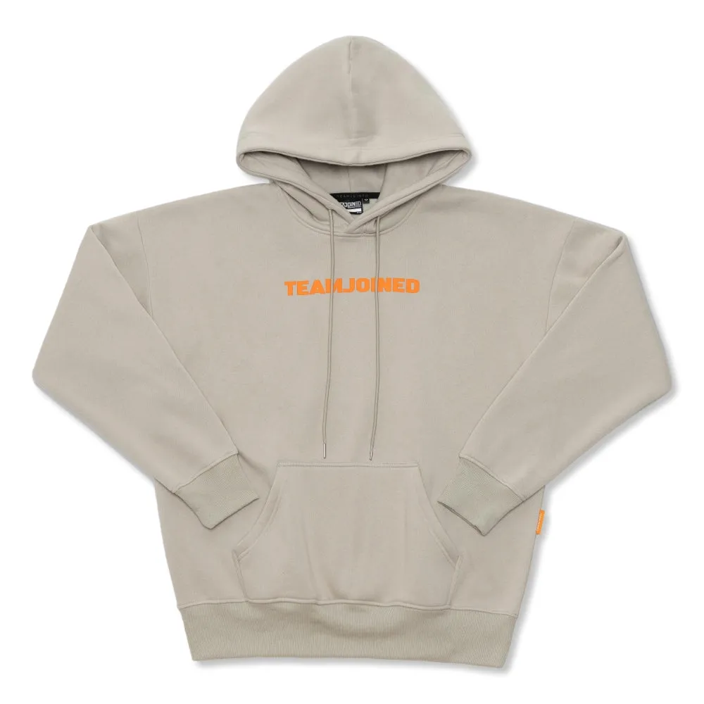 TEAMJOINED JOINED LOGO OVERSIZED HOODIE-ORANGE/ CREAM GRAY