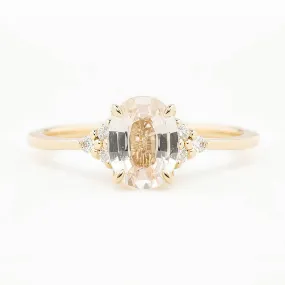 Teresa Ring 1.44ct Light Peach Madagascar Sapphire, 14K Yellow Gold (One of a kind)