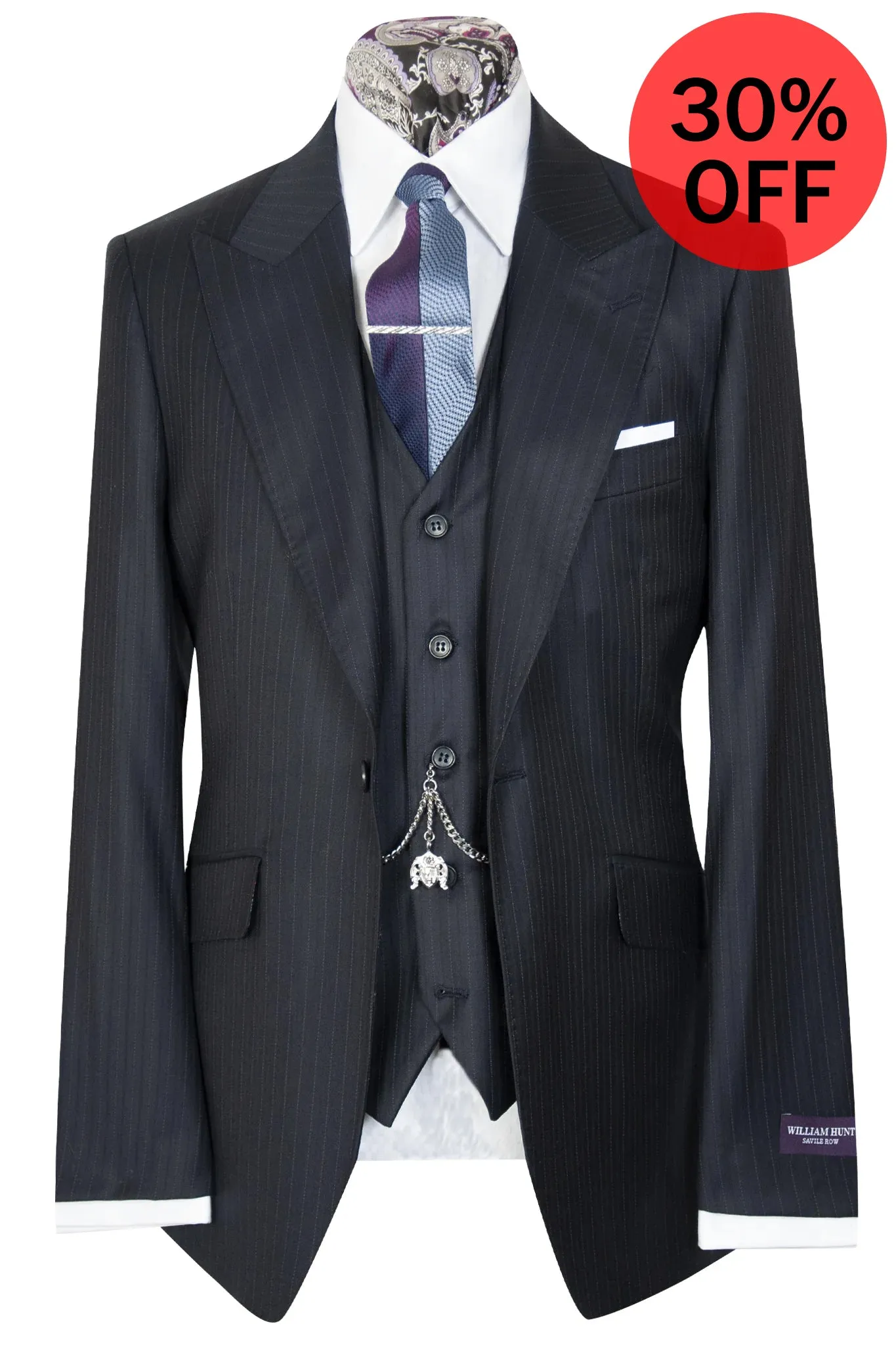 The Michigan Purple Label Red/Blue Pinstripe Suit