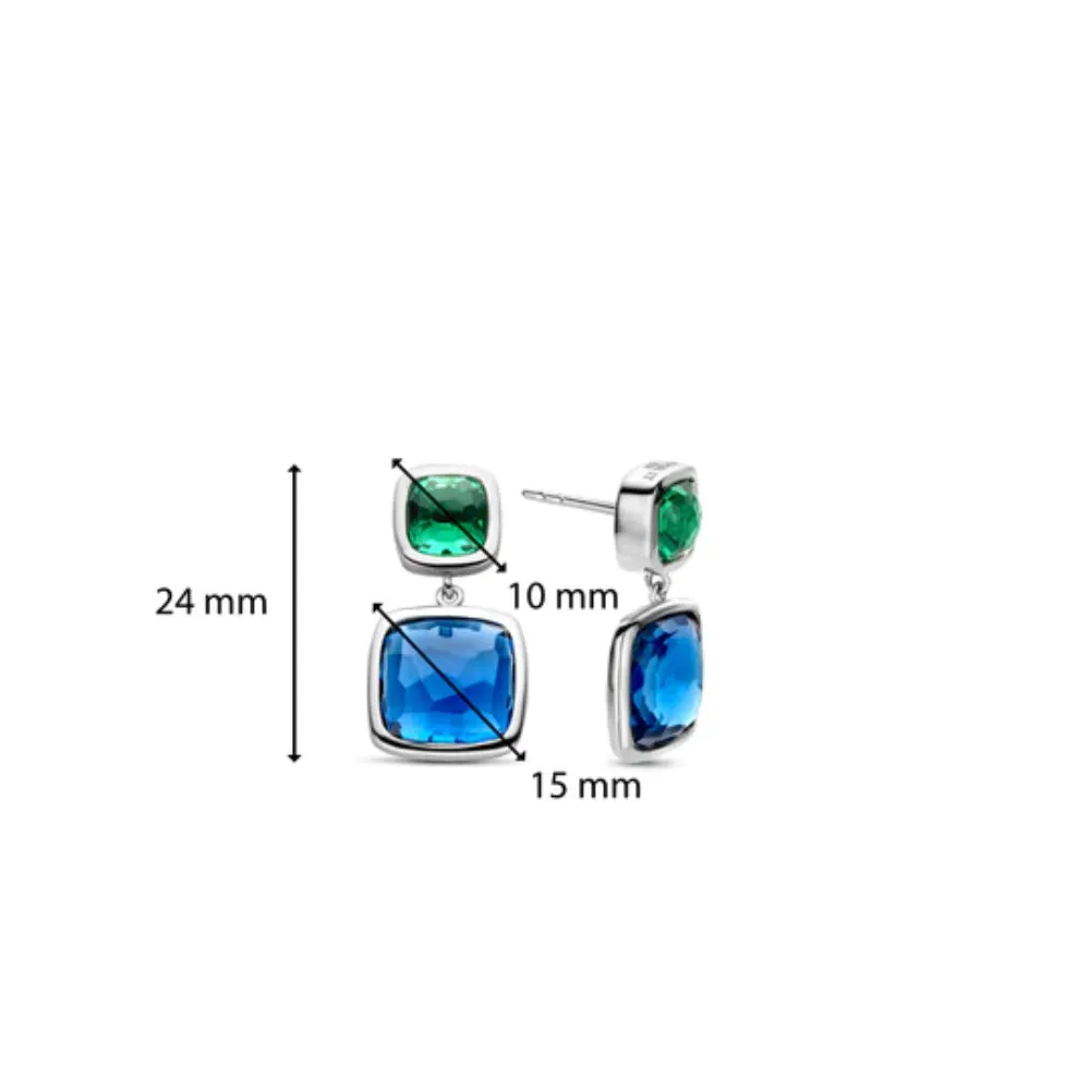 Ti Sento Green & Blue Drop Earrings