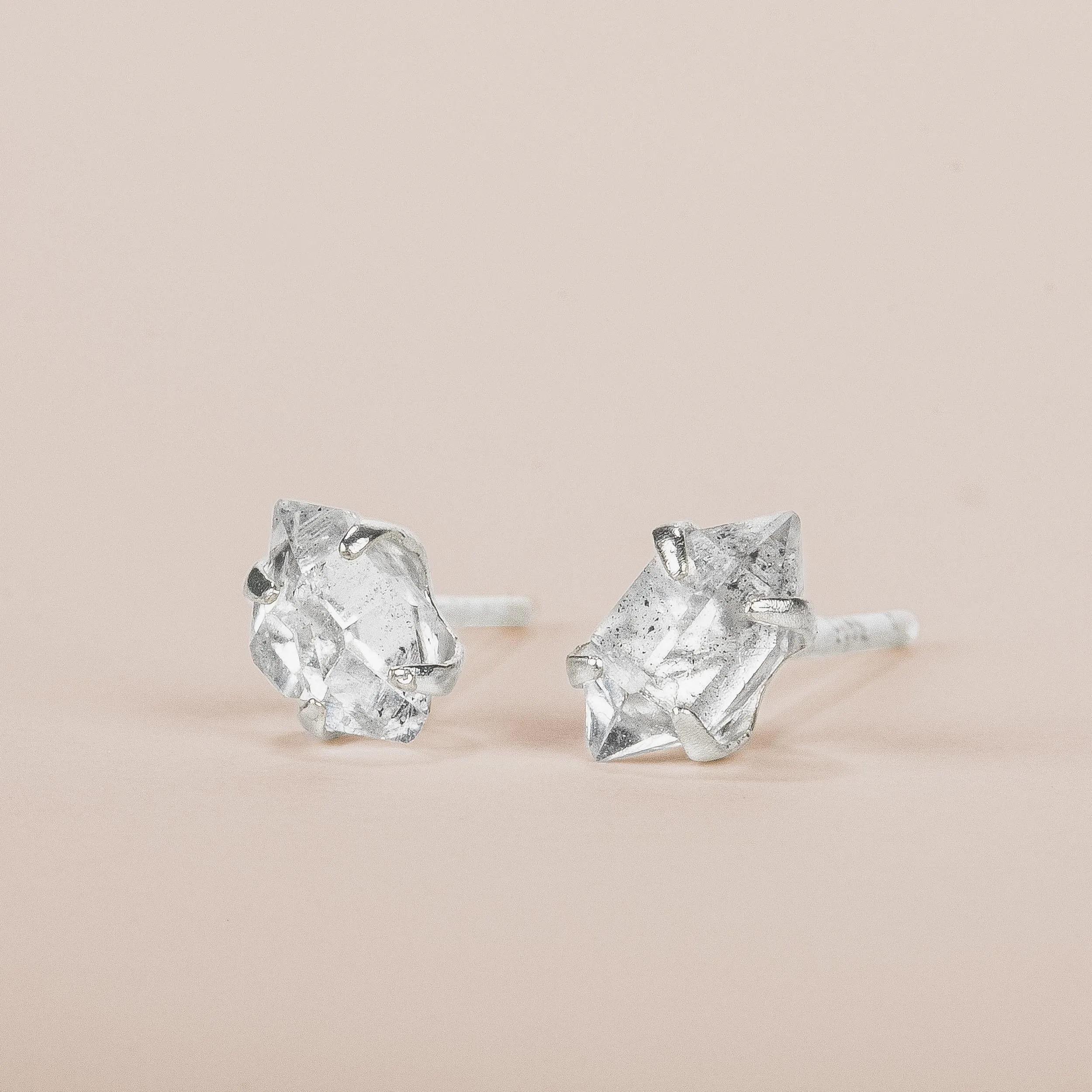 Tiny Raw Herkimer Diamond Stud Earrings