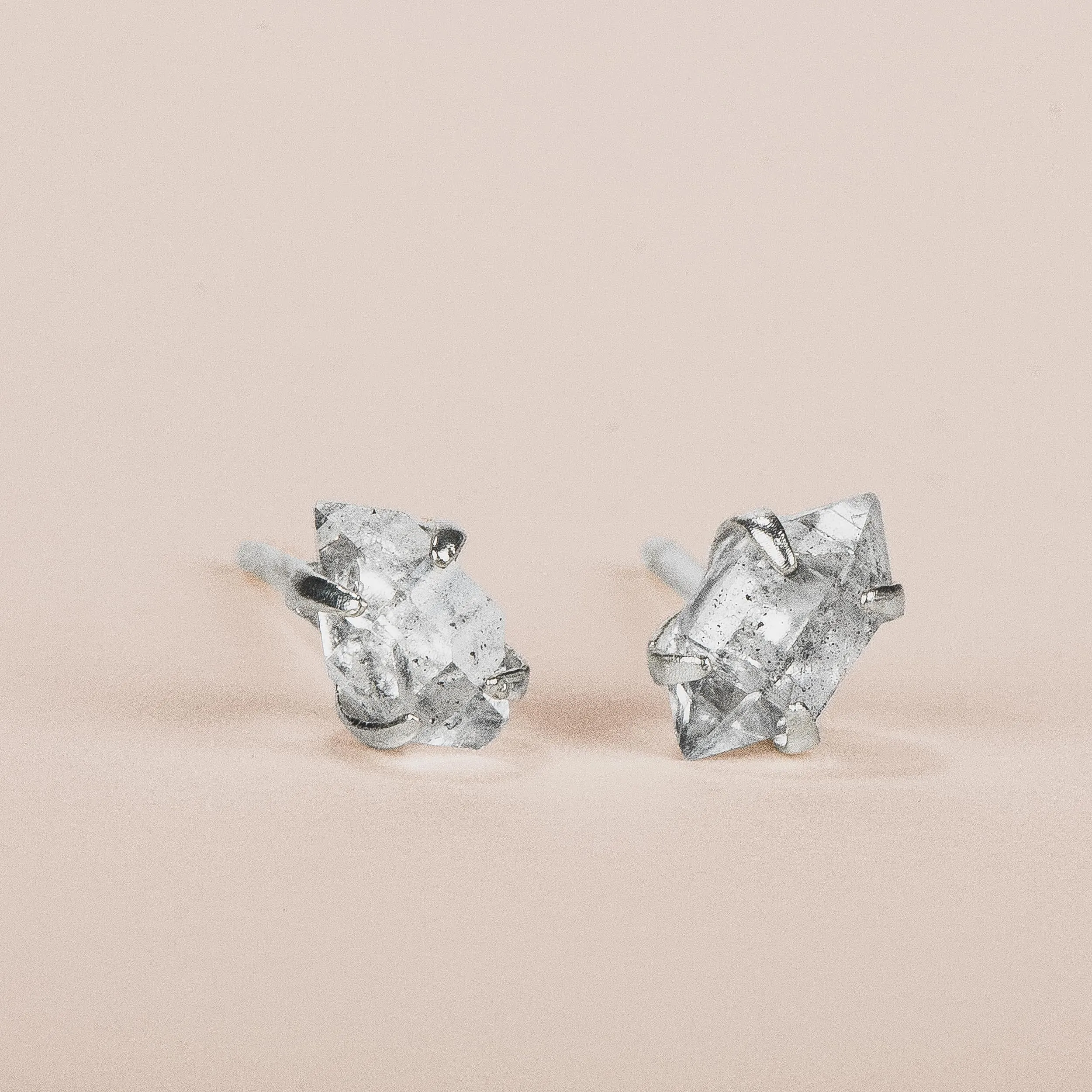 Tiny Raw Herkimer Diamond Stud Earrings