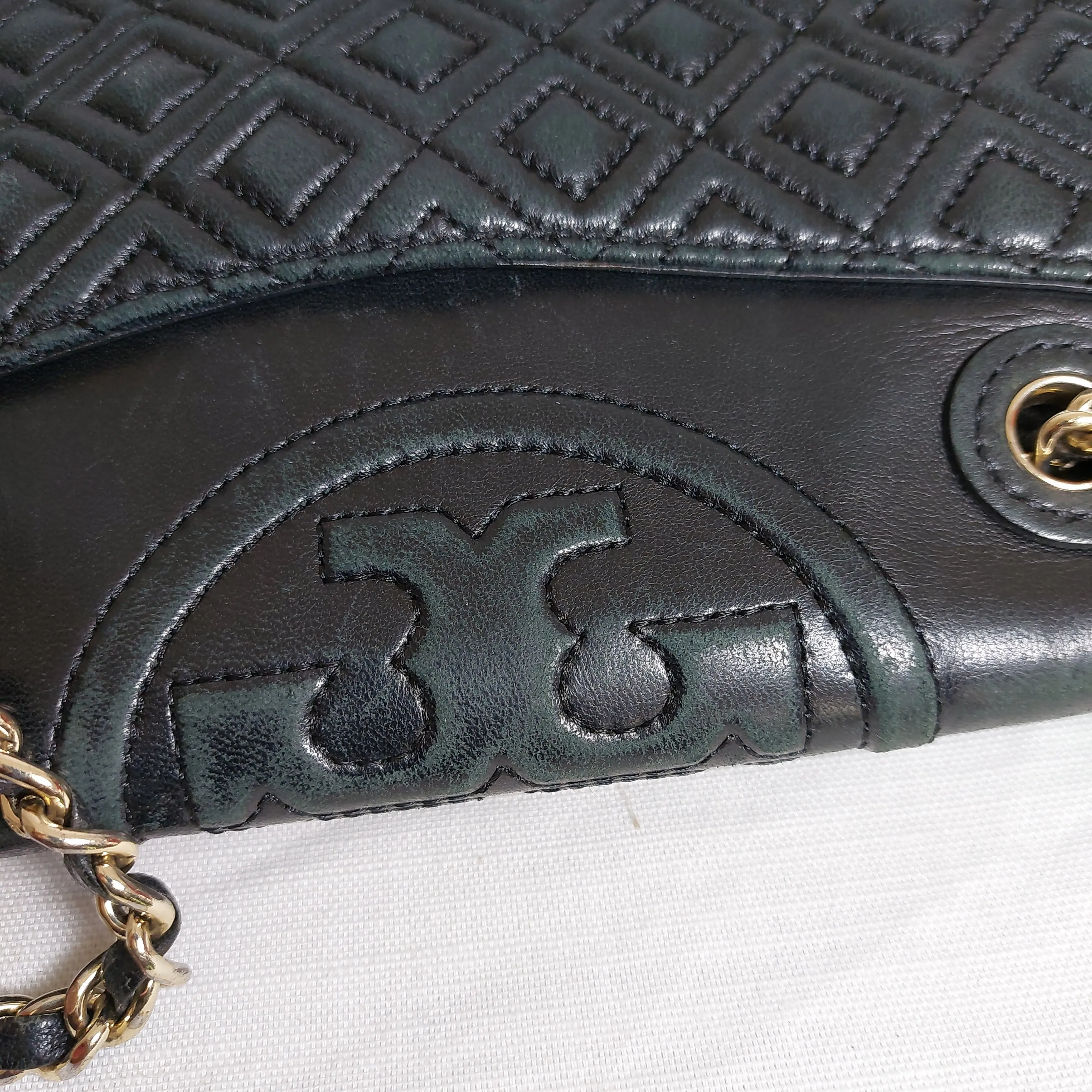 Tory Burch Black Leather Quilted Small 'Fleming' Shoulder Bag | Pre Loved |