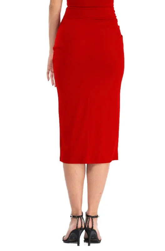 Twist Knot Bodycon Midi Skirt With Slit