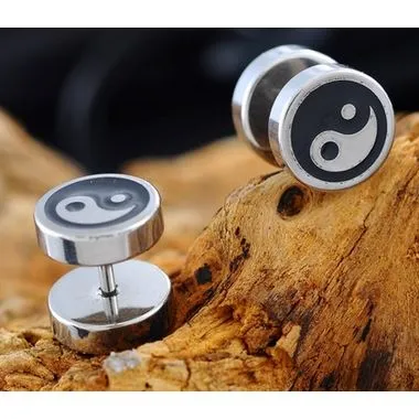 Unisex Earrings stainless Tai chi Yin Yang