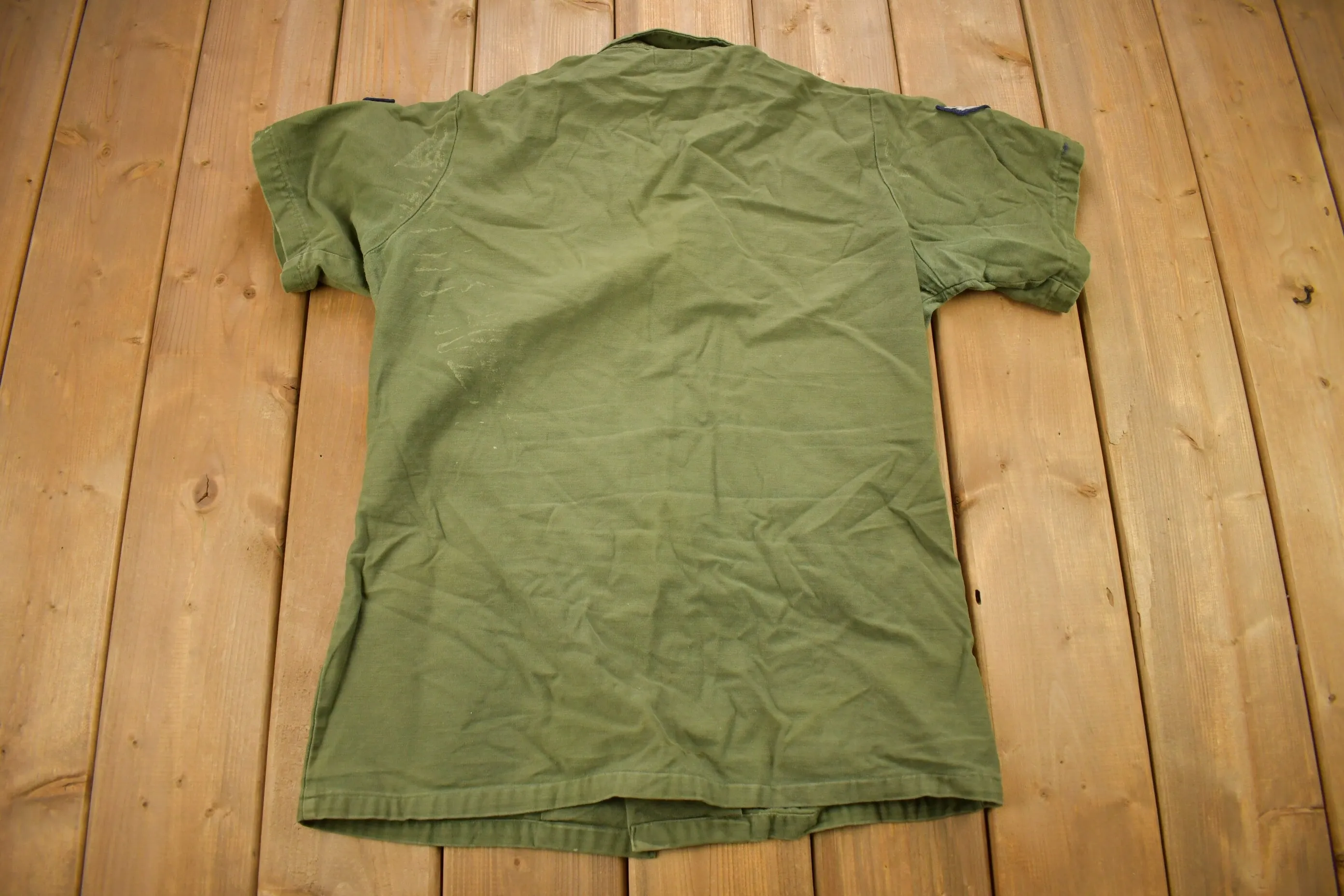 Vintage 1976 OG-107 US Air Force Military Sateen Shirt / US Army Green / Patchwork / U.S. Army Top / Authentic Military Gear