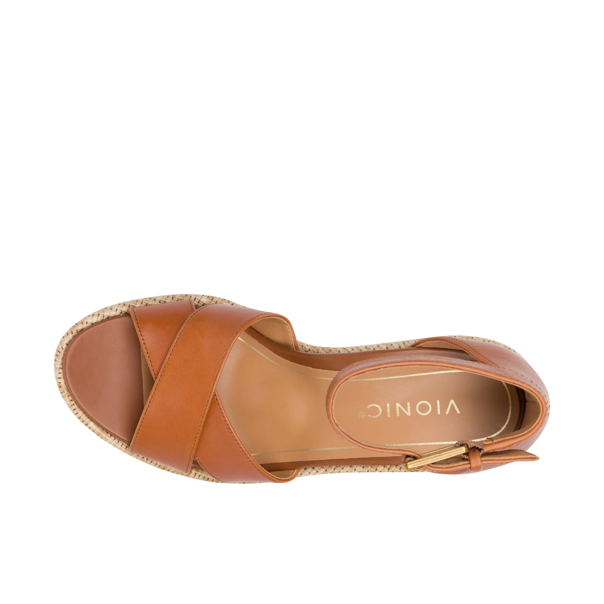 Vionic Womens Marina Wedge Sandal Camel