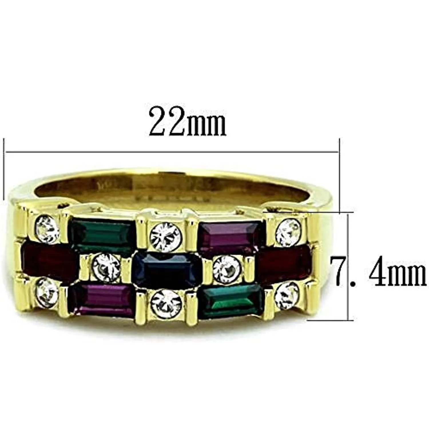 WildKlass Stainless Steel Ring IP Gold Women Top Grade Crystal Multi Color