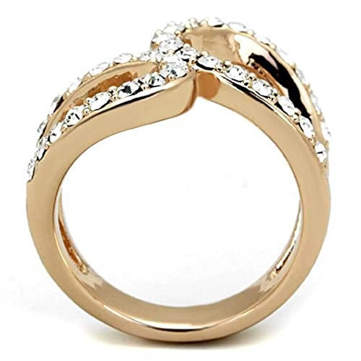 WildKlass Stainless Steel Ring IP Rose Gold Women Top Grade Crystal Clear