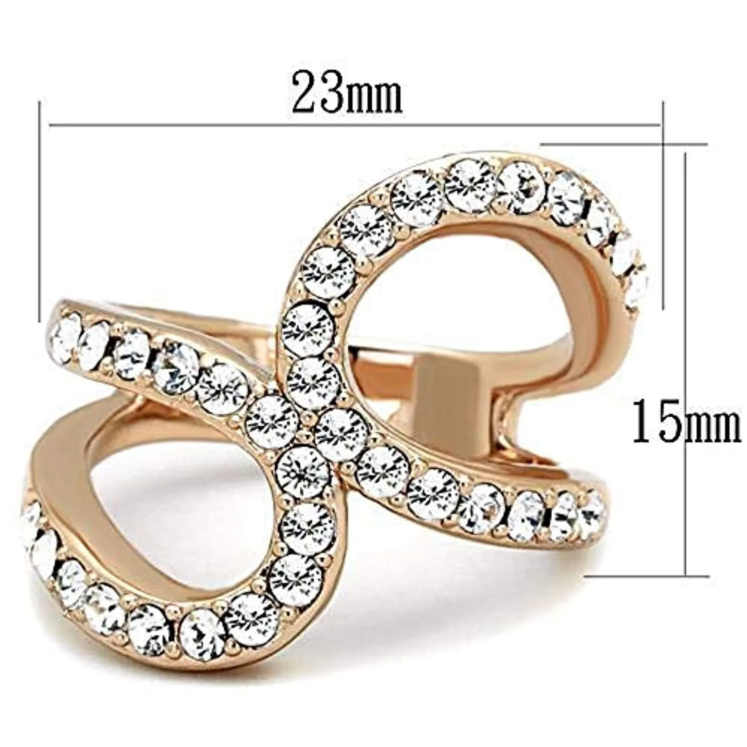 WildKlass Stainless Steel Ring IP Rose Gold Women Top Grade Crystal Clear