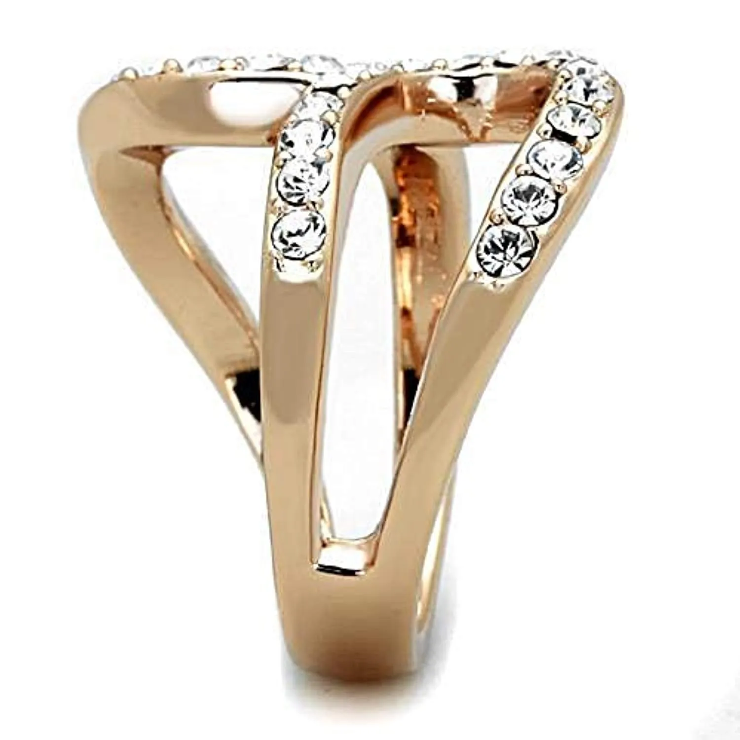 WildKlass Stainless Steel Ring IP Rose Gold Women Top Grade Crystal Clear