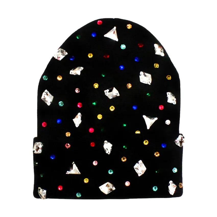 Winter Cozy Soft Acrylic Bling Beanie Hat