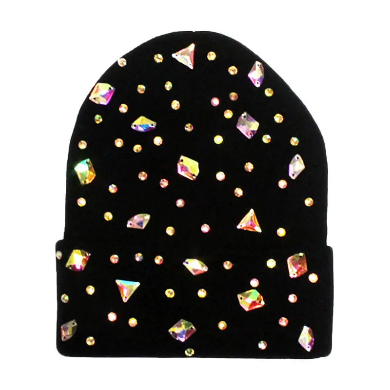 Winter Cozy Soft Acrylic Bling Beanie Hat