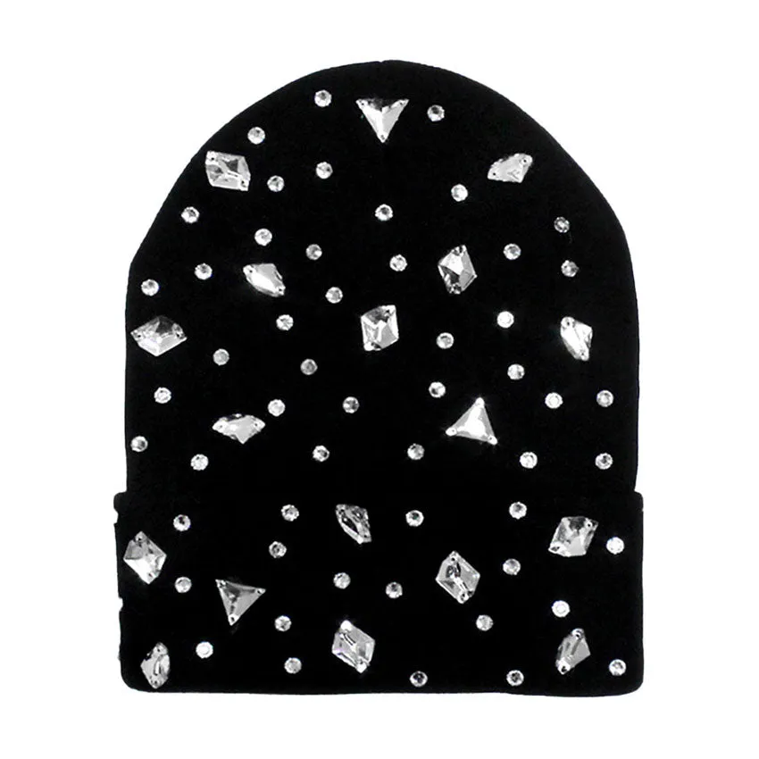 Winter Cozy Soft Acrylic Bling Beanie Hat