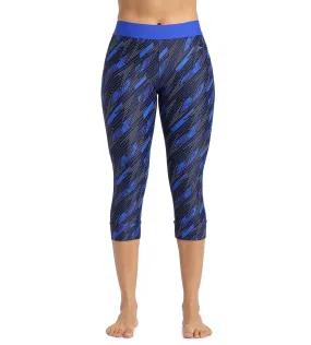 Women's Endurance Hyperboom Contrast Swim Capri   - Truenavy  &  Truecobalt