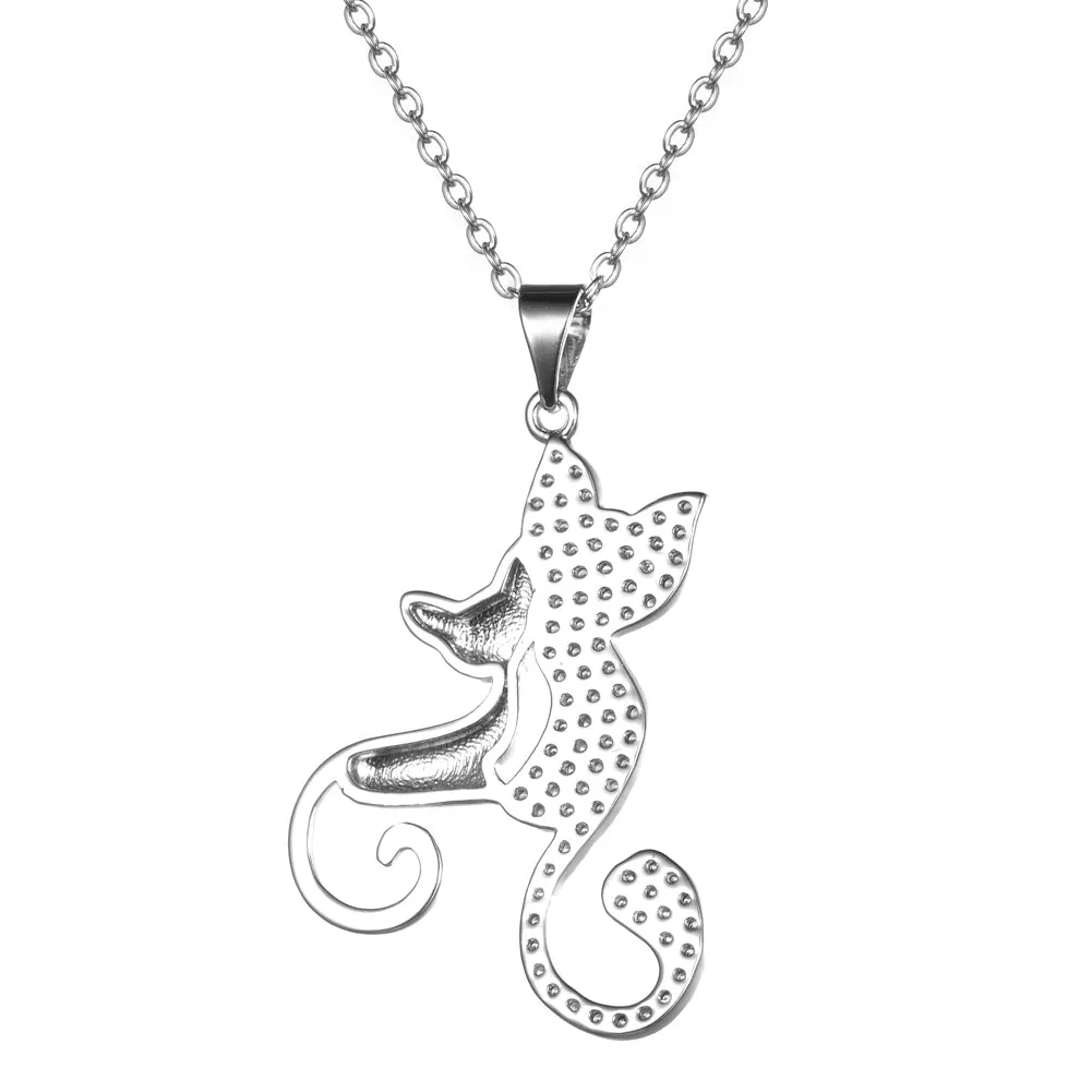 Women's Fashion Animal Cat CZ Necklace