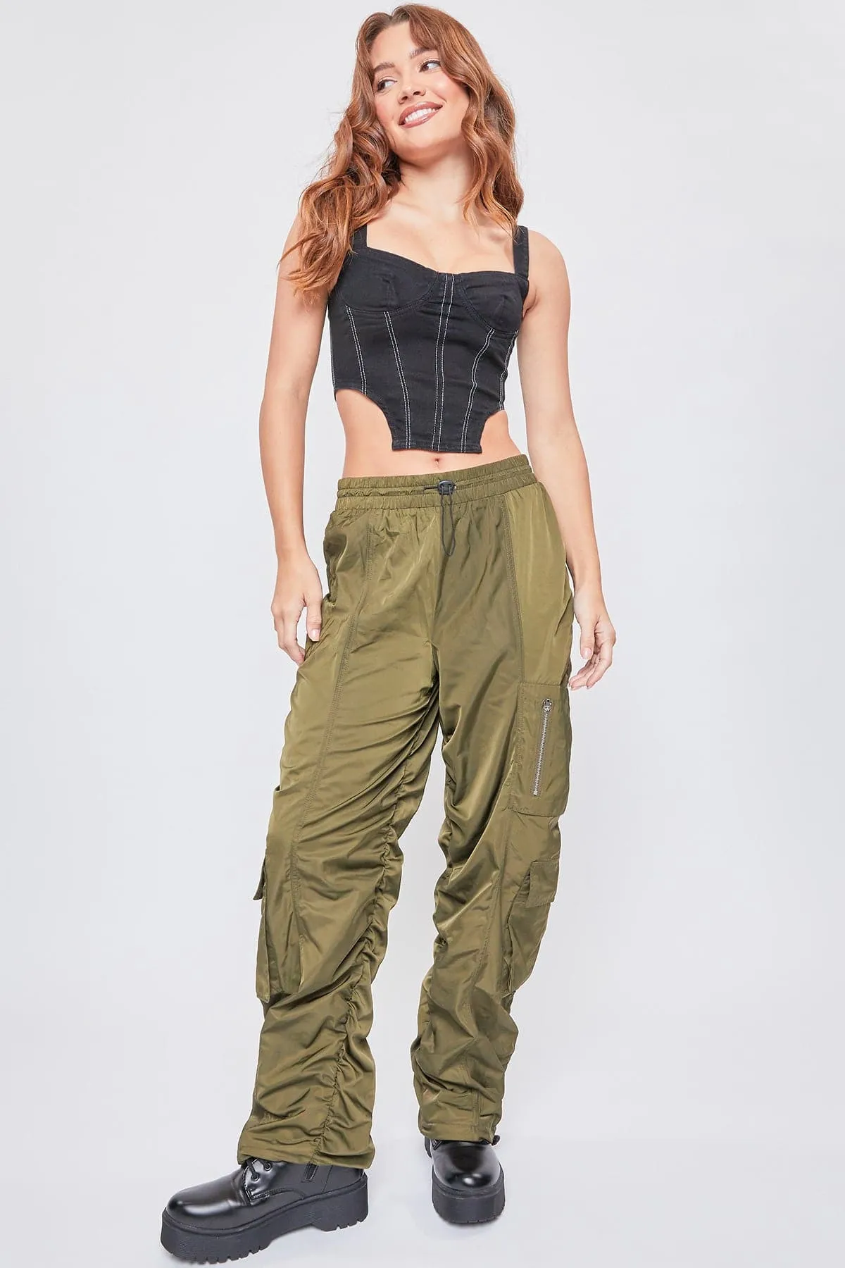 Women's  Rouched Nylon Cargo Joggers