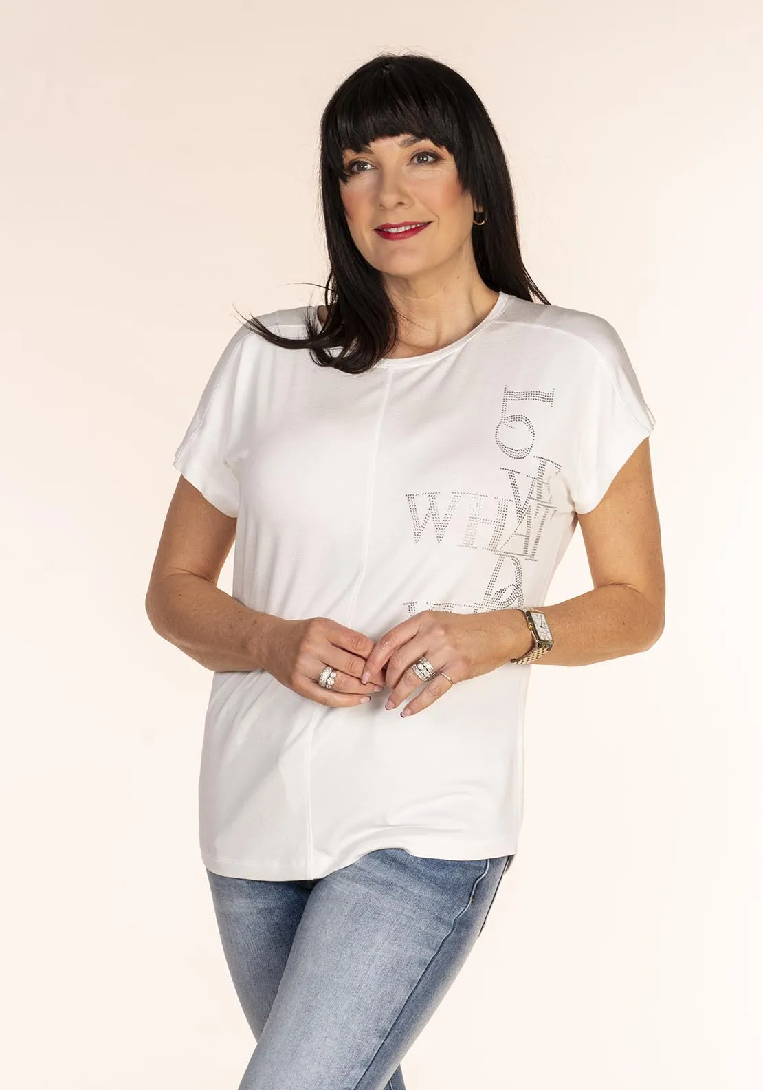 Word Print Top - White