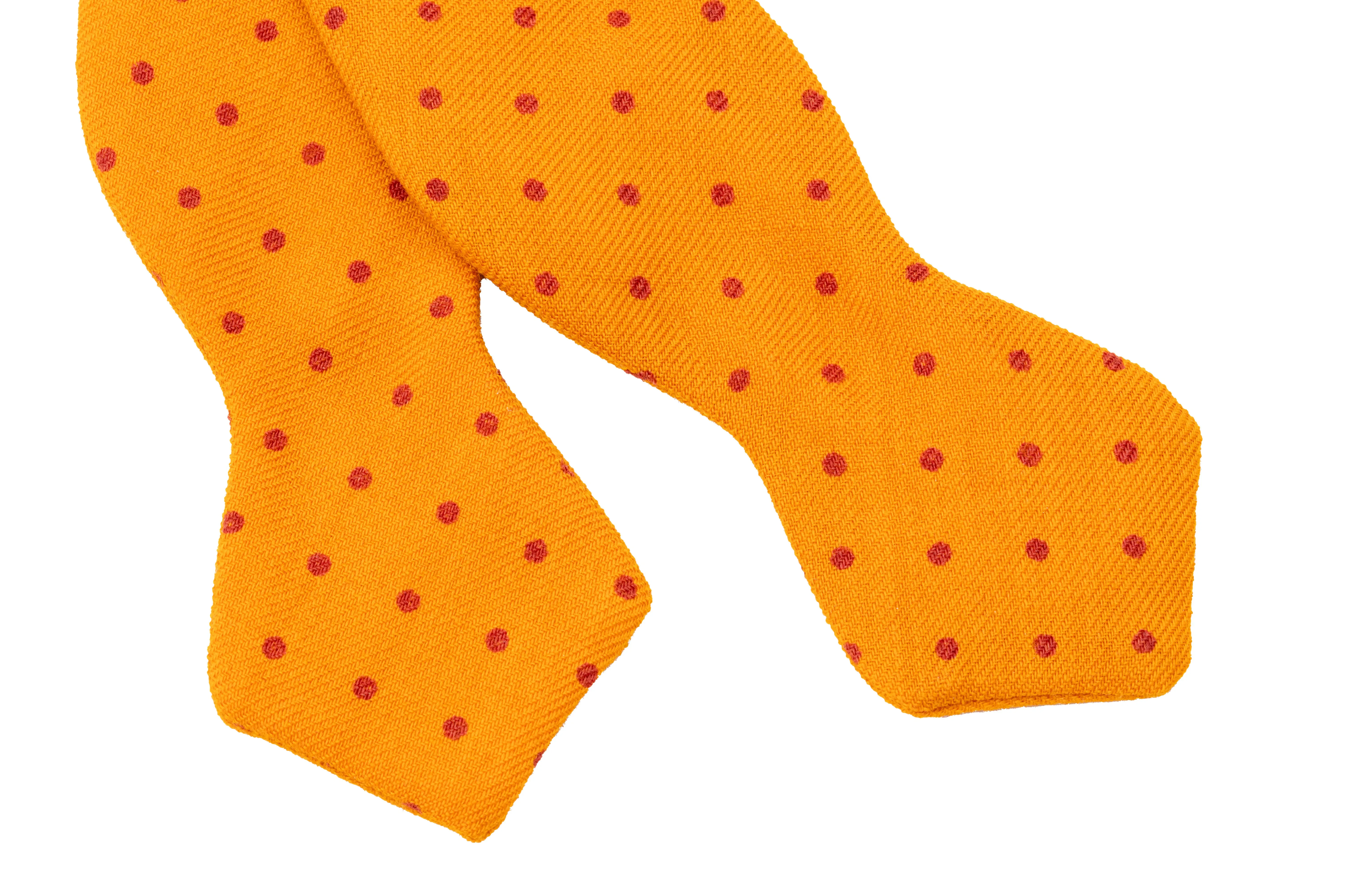 Yellow & Red Polka Dots Wool Challis Bow Tie