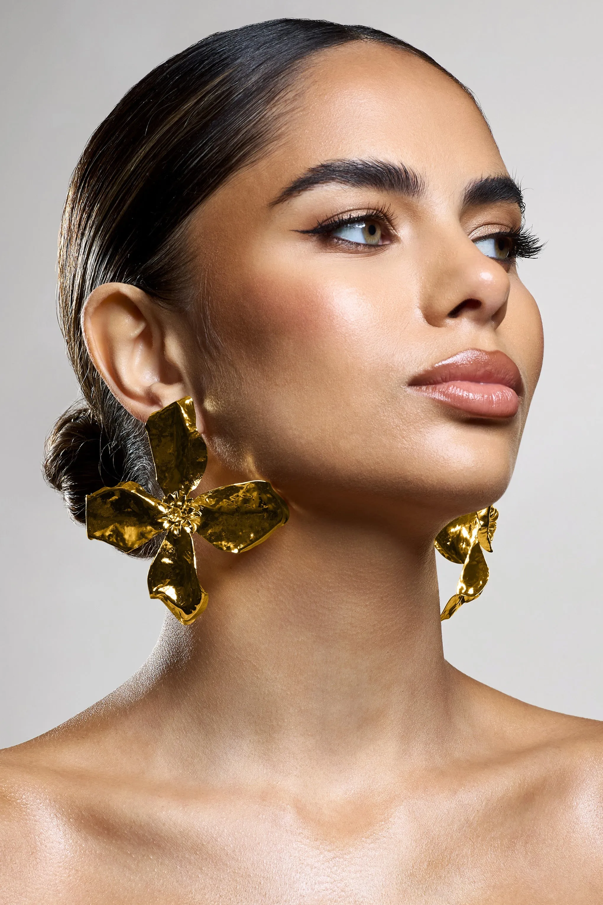 Zinna | Gold Flower Statement Earrings