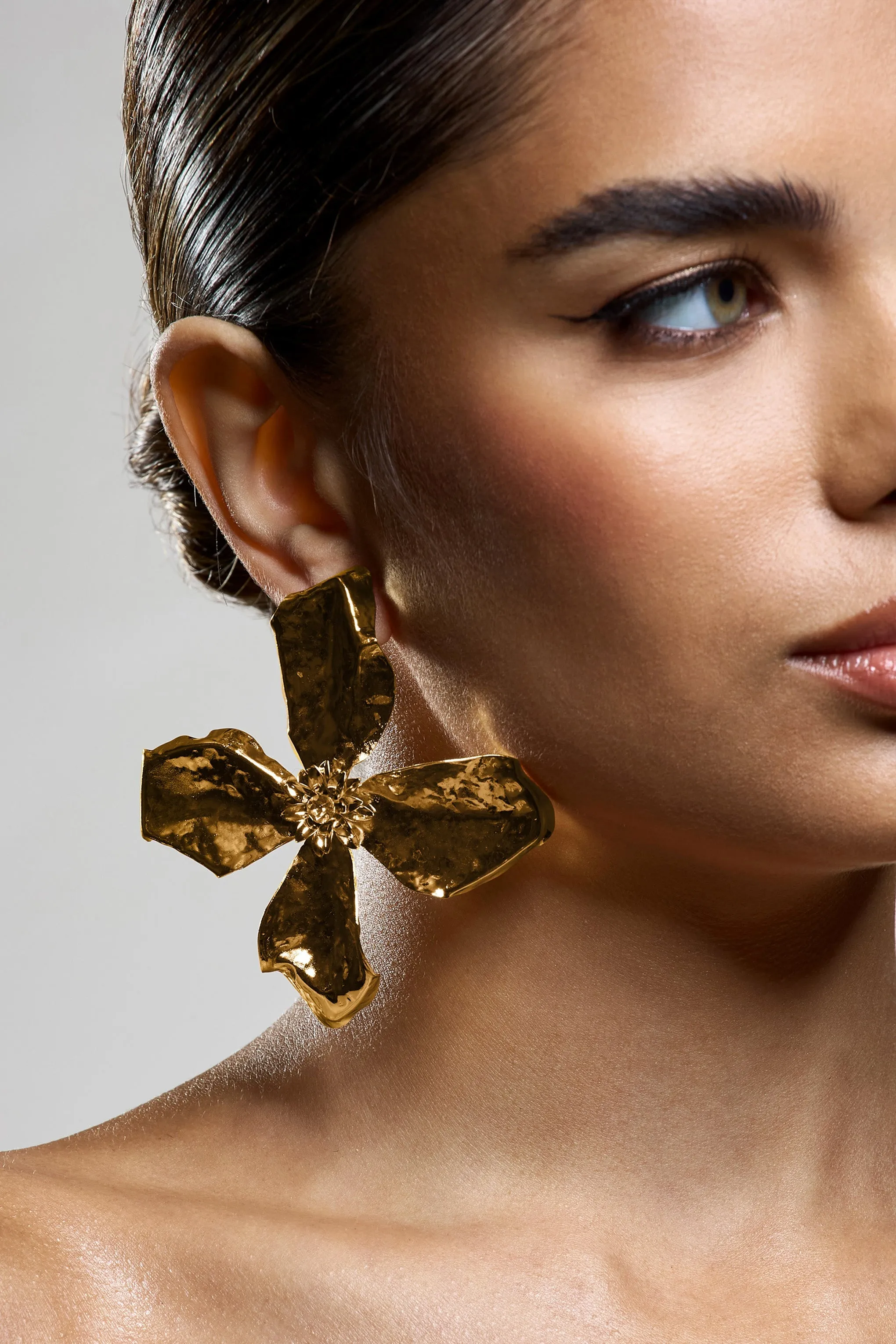 Zinna | Gold Flower Statement Earrings