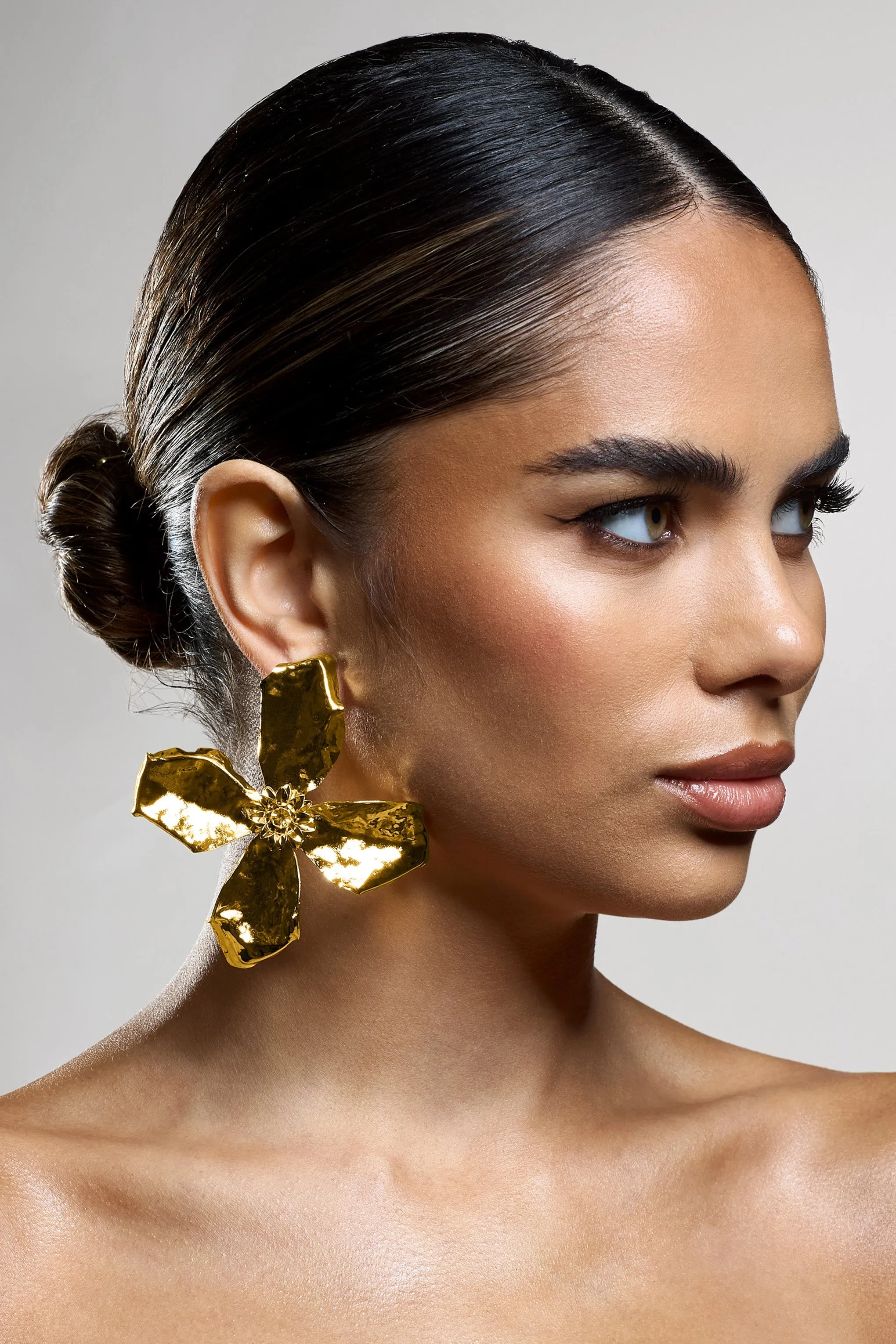 Zinna | Gold Flower Statement Earrings